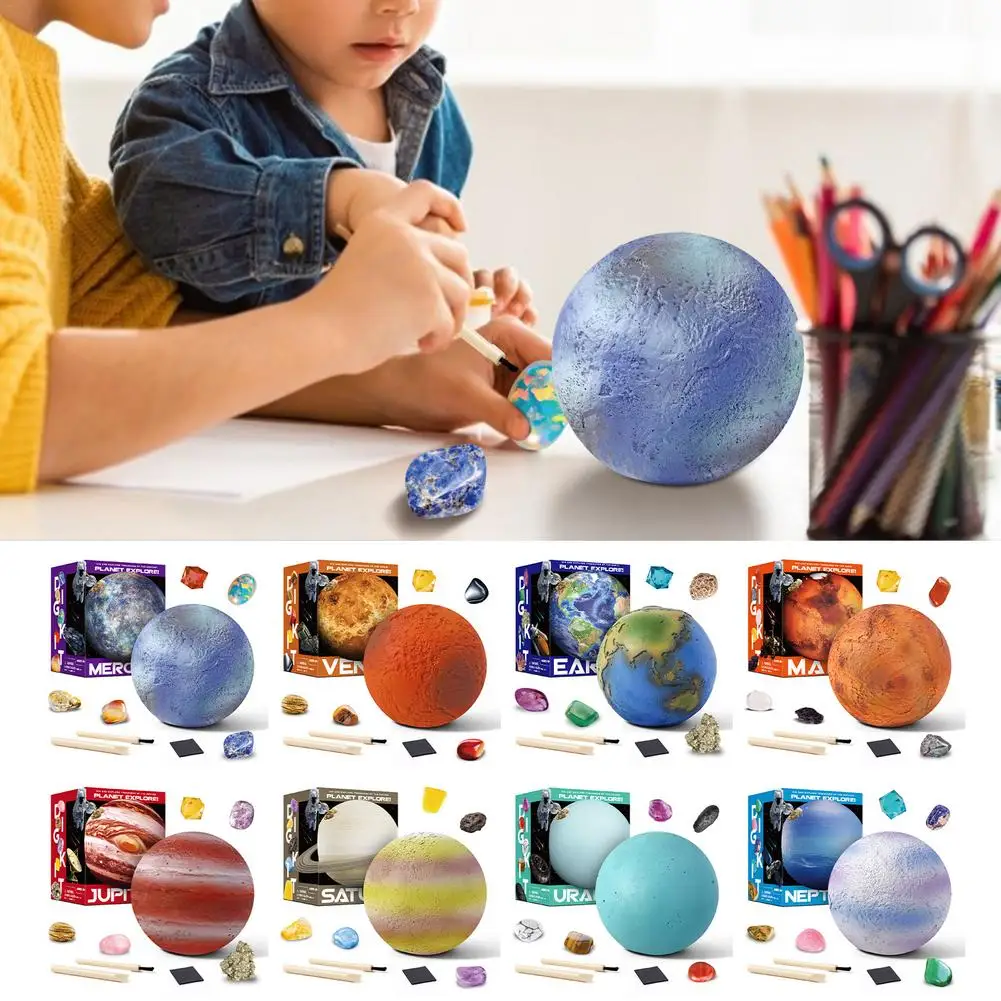 Gem Dig Kit Children\'s Science To Explore The Eight Planets Of The Solar System Treasure Excavation Set Gem Stone Dig Toy