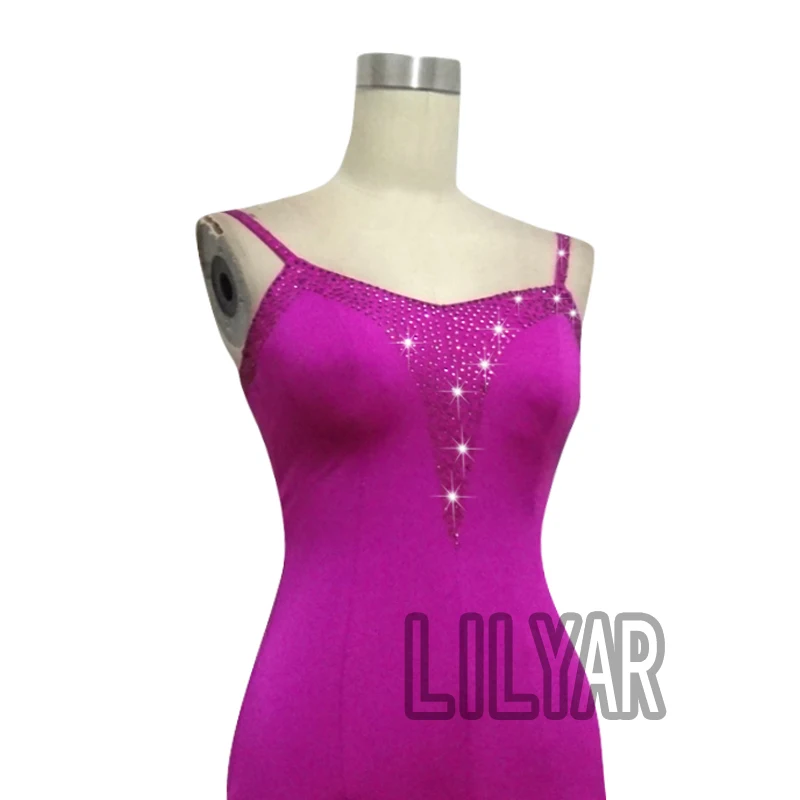 Ballroom Dance Standard Skirt Competition  Costumes Performing Dress Customize New Arrival Adult Kids Purple Fishbone