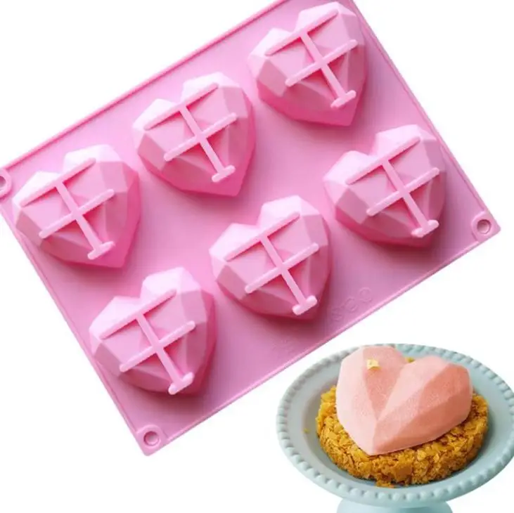 

Moldes Para Pastel 3d Con Forma De Corazn Amor De Diamantes, Esponja Para Hornear, Mousse Suave, Postre, Pastel