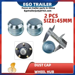 EgoTrailer  2pcs Replacement 45mm Metal Dust Cap Wheel Hub Trailer Bearing Dust Grease Cover