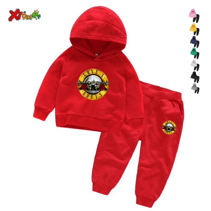 Kids Clothing Guns music hip hop Casual Boys Cartoon Sports T-shirt Pants 2pcs/Set Infant Outfit Kids Clothes Suit Tracksuits