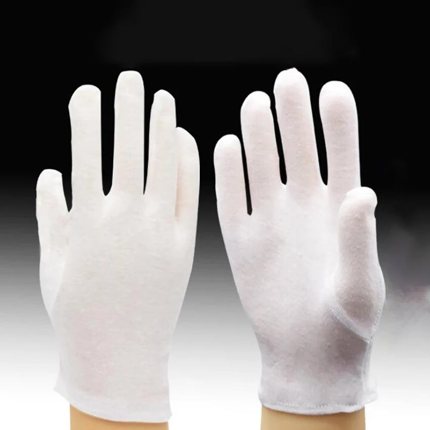 1 Pair White Cotton Gloves Anti-static Protective Gloves Breathable Work Gloves for Coin Jewelry Inspection, Driver- S, M, L, XL