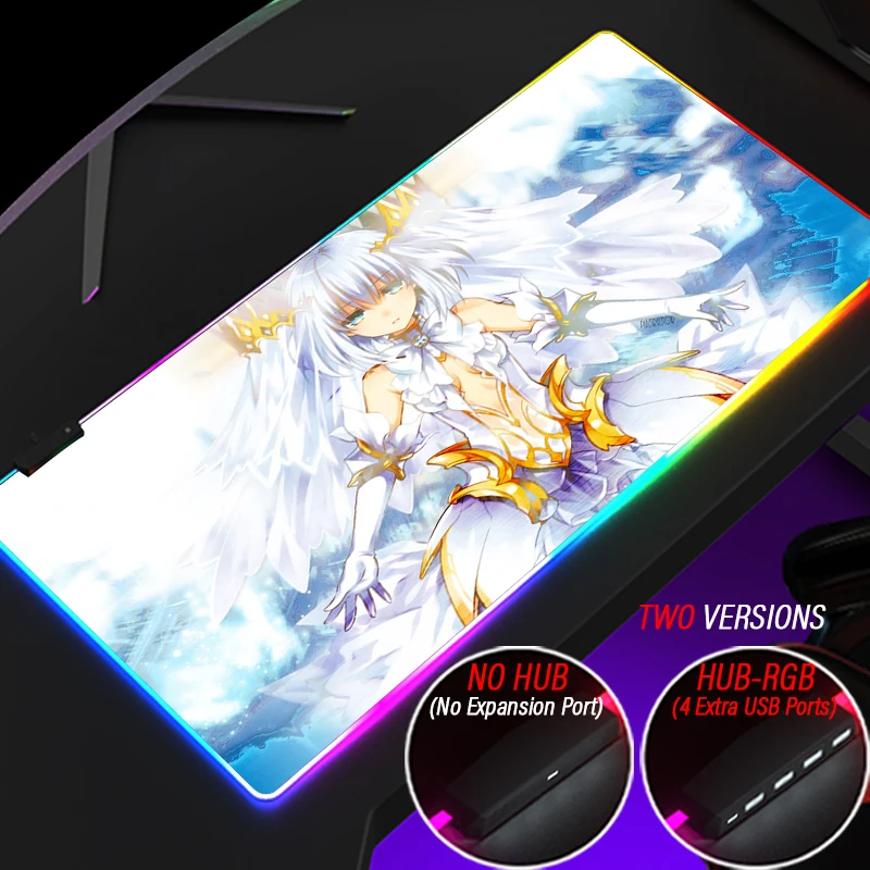 Custom Tokisaki Kurumi RGB Tohka Gaming Mouse Pad LED Backlit Slipmat With HUB 4Port USB PC Accessories Kurumi Illuminate Carpet