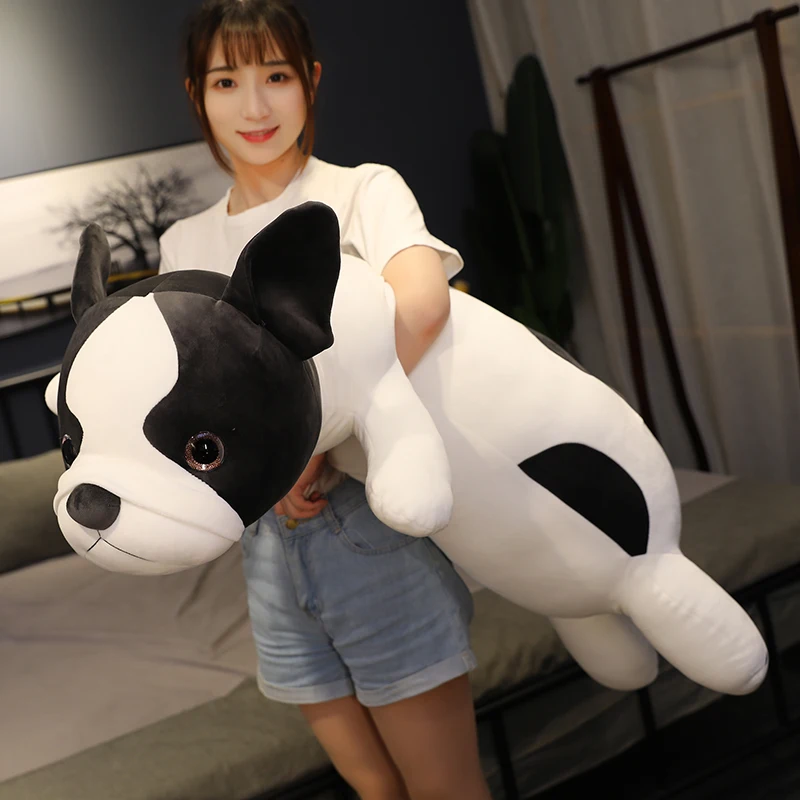 80-120cm Lying French Bulldog Plush Toys Stuffed Cute Dog Puppy Animal Doll Soft Long Sleep Pillow Cushion Kids Girls Gift