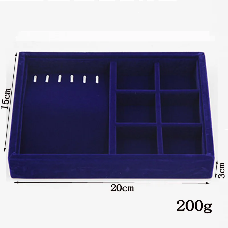 Drawer Storage Organizer Blue Handmade DIY Jewelry Box 9 Options Soft Velvet Jewellery Earrings Necklaces Pendants Bracelet Tray