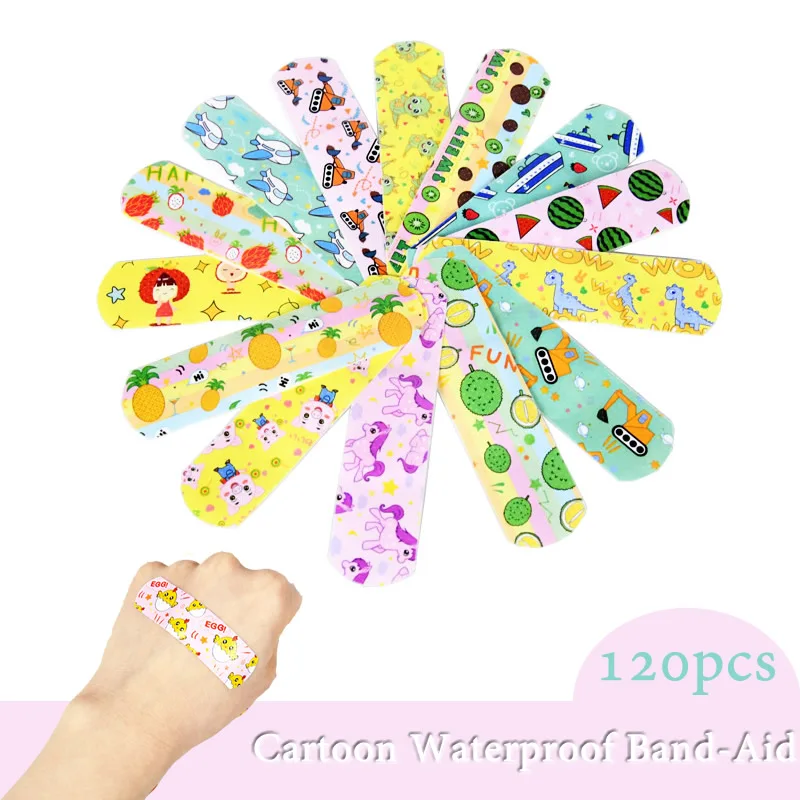 120Pcs/Pack Waterproof Cartoon Wound Adhesive Bandages Plaster Medical Anti-Bacteria Band-Aid Home Travel First Aid Kit Supplies