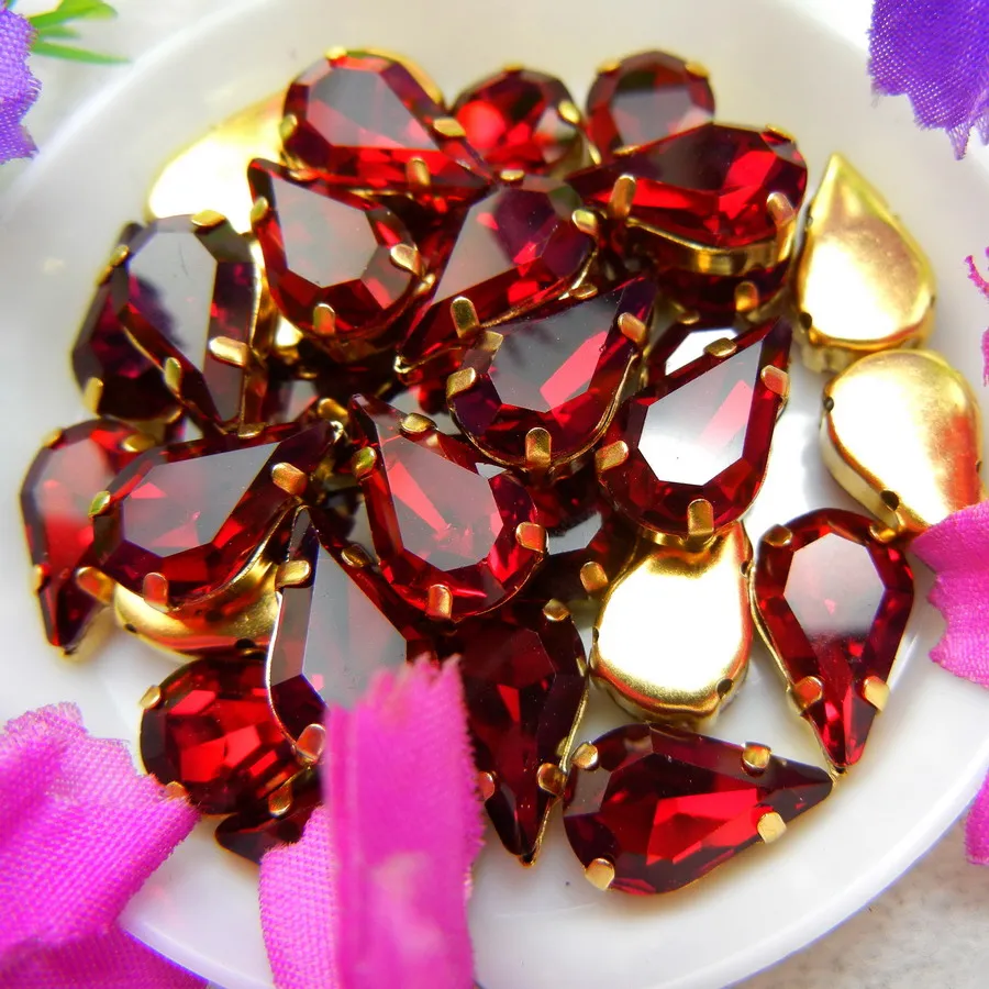 Glaskristall Goldklauen 3*6mm 6*10mm 8*13mm Fantasiefarben Schlanke Wassertropfen Birnenform Aufnähbare Strass-Perlen Handarbeit DIY – Detail 18