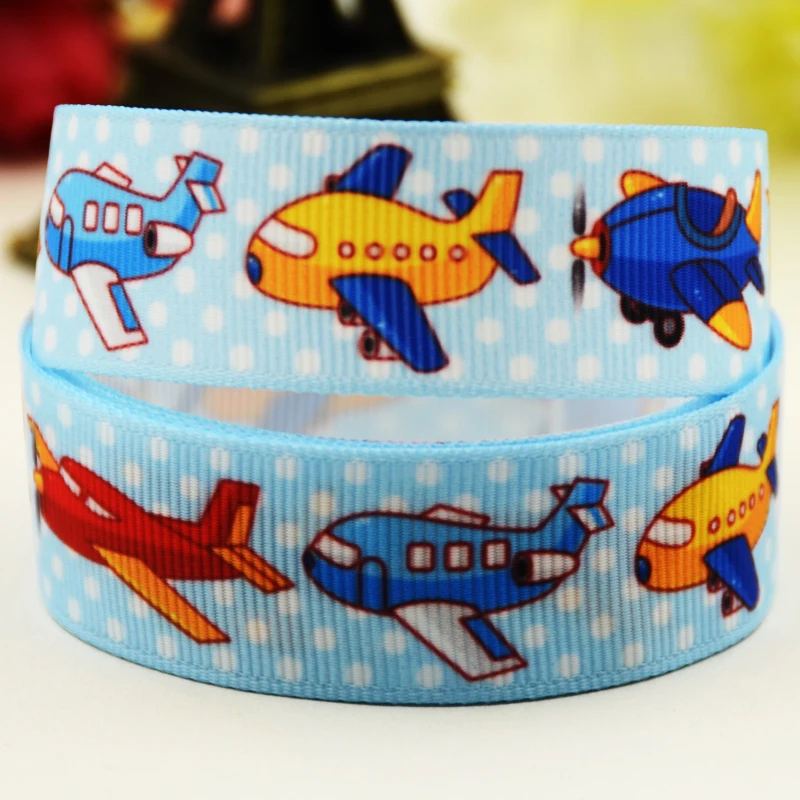 22mm 25mm 38mm 75mm Airplane Cartoon printed Grosgrain Ribbon party decoration 10 Yards X-02996