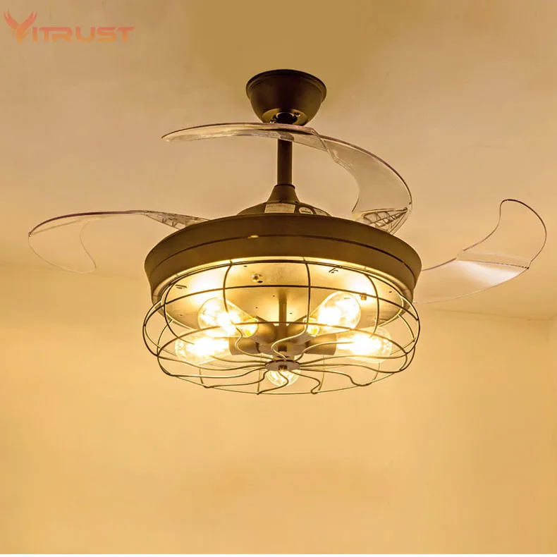 

Retro industrial ceiling fan lamp creative Loft wrought iron fan chandelier e27 Loft Ceiling Fan lights