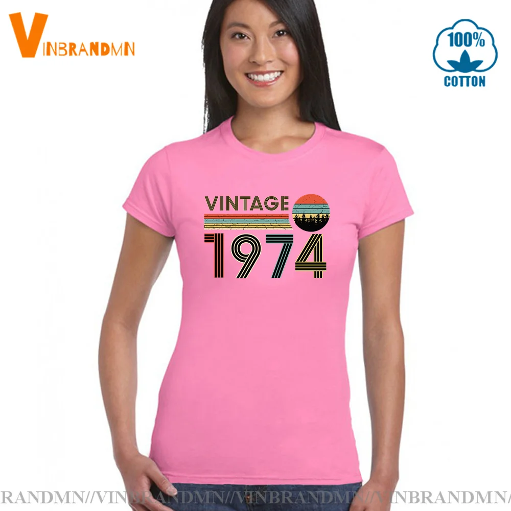 Retro Geboren in 1974 T-shirt Weibliche Legendären 1974 Geburt Jahr T Mutter Geburtstag geschenk t shirt Vintage 1974 T hemd