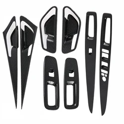ABS Carbon Fiber Inner Door Handle Bowl Cover Glass Lift Door Panel Car Modeling Accessories For Hyundai Elantra CN7 2021 2022