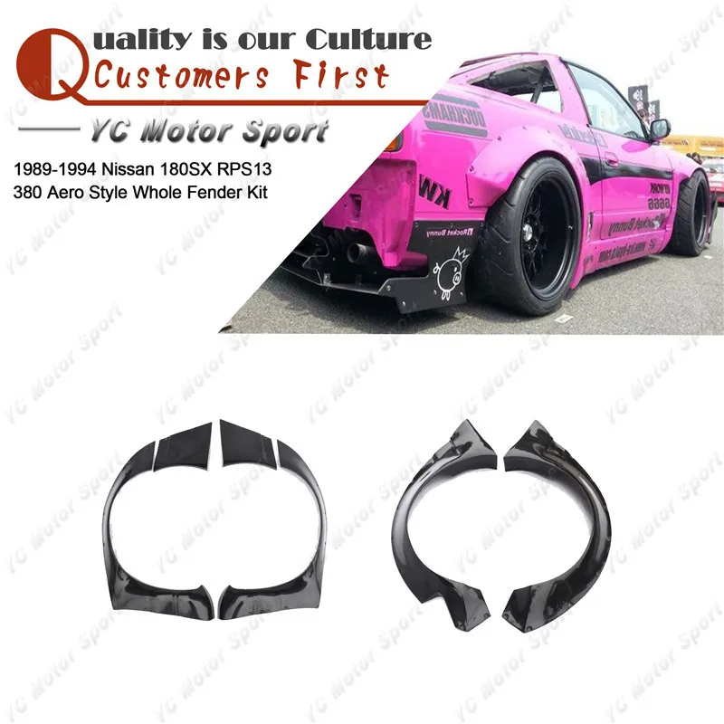 FRP Fiber Glass Fender Kit 6pcs Fit For 1989-1994 180SX RPS13  RB 380 Aero Style +50mm Front +80mm Rear Over Fender Flare