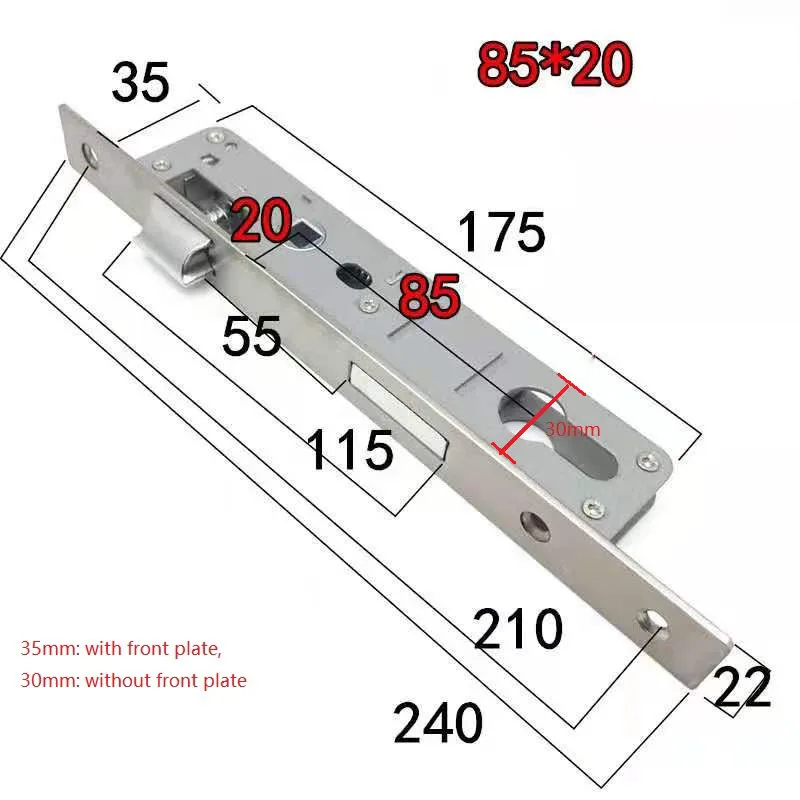 Narrow Security Mortise Door Lock case Anti-theft Door Lock Body Size 85 92Series Door Lock Accessories 8520 8530 8540 9220 9230