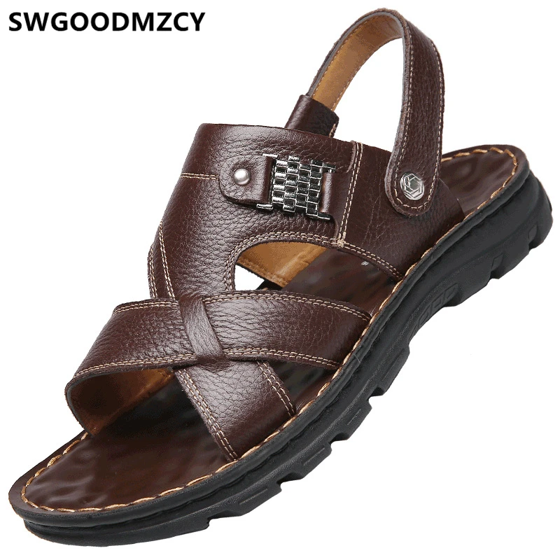 Italian Leather Sandals For Men Beach Sandals Mens Sandals Summer Open Shoes Men Sandalias Cuero Hombre Zandalias Hombre סנדל image 3