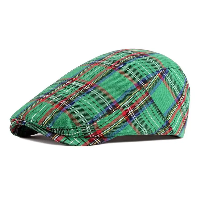 2024 Cotton plaid Newsboy Caps Flat Peaked Cap Men and Women Painter Beret Hats