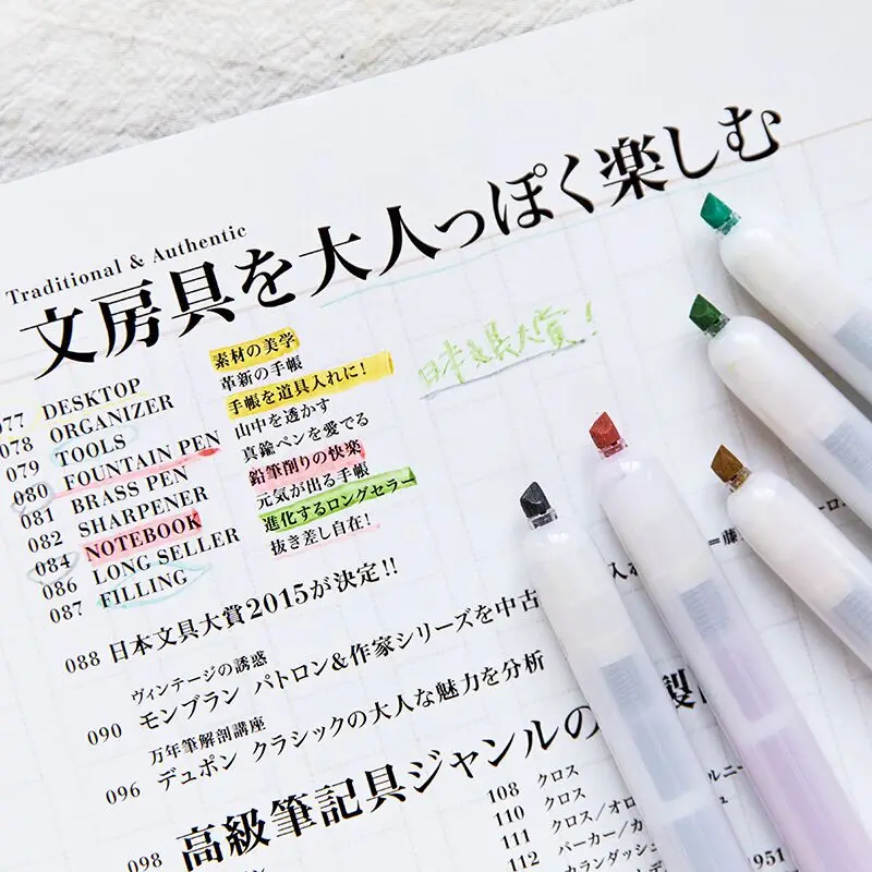 Sharkbang 1PC Creative Press Type Highlighter Pen Keywords Marker 2 Different Usage Kawaii School Stationery