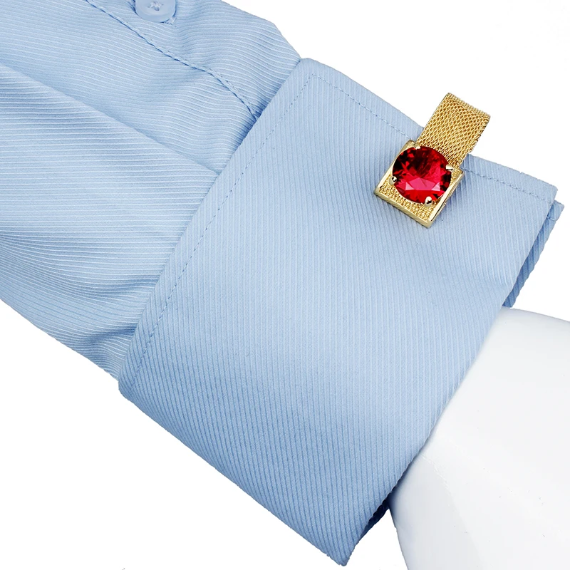 HAWSON Mens Crystal Cufflinks with Chain-luxury Shiny French Shirt Cufflinks wedding business gift accessories