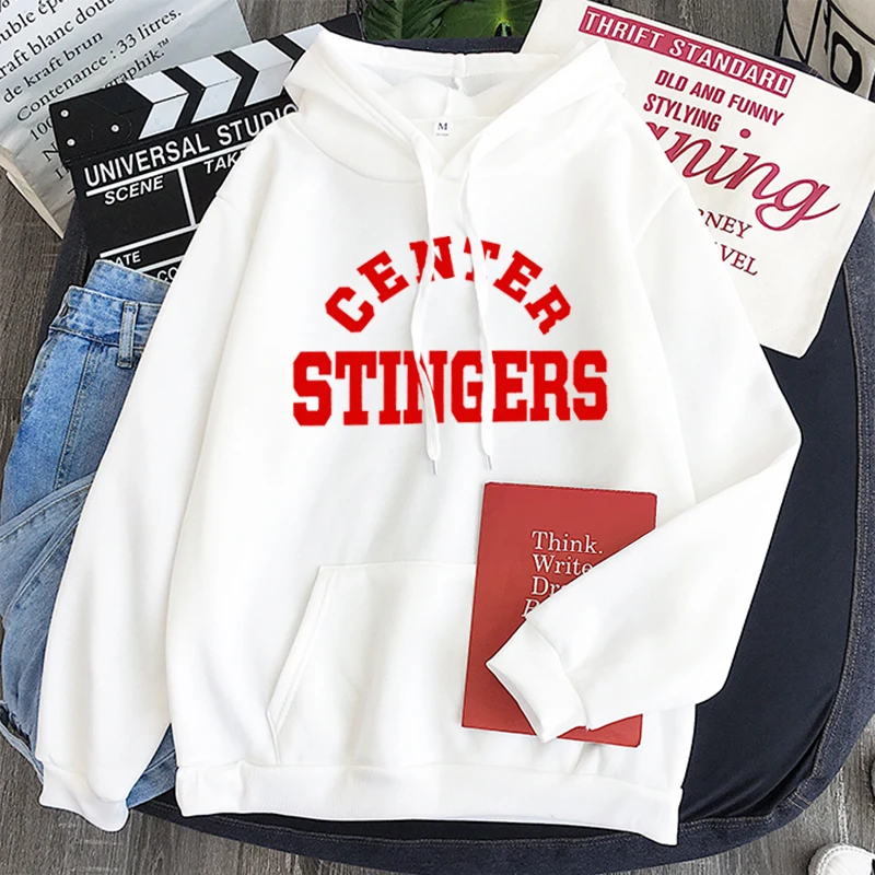 

Casual Tops O-Neck Angel Print Hooded Sweatshirt Long Sleeves Center Stingers Hoodies Women Harajuku Pullovers