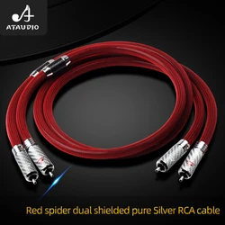 One pair HIFI rca to rca Interconnect Cable 6N Sterling Sliver 2RCA Audio Cable HIFI Stereo For Amplifier DAC