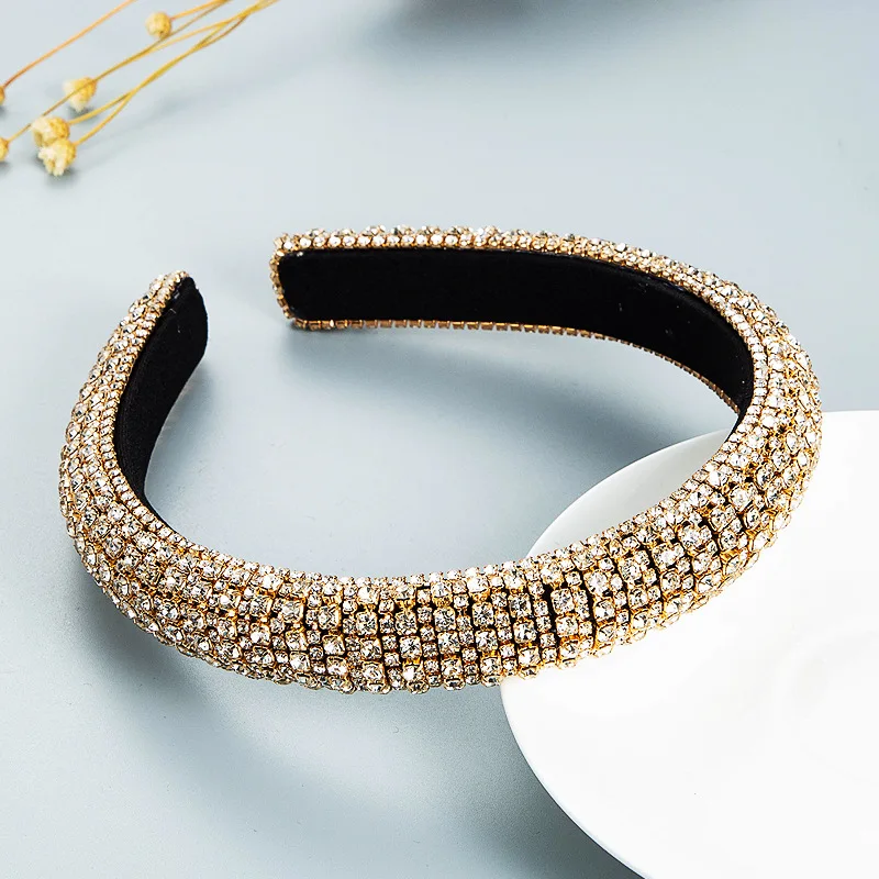 Luxury Baroque Full Rhinestone Headbands Fashion Hair Accessories Women Shiny Rhinestone Sponge Prom Hairband Cute Hair Hoop New