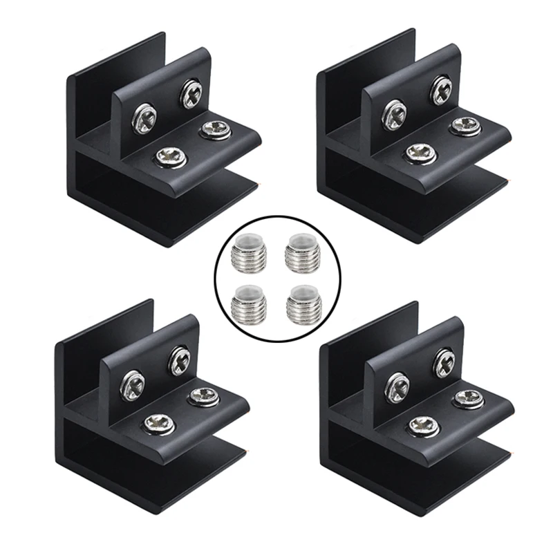 

Brand New 8PCS Aluminum Alloy Glass Clamps Clips 90° Acrylic Board Frame Glass Shelf Support Brackets Connectors No Drilling