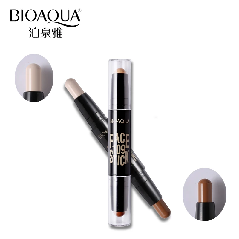 BIOAQUA Brand Double Head 3D Bronzer Highlighter Stick Face Makeup Concealer Pen Foundation Stick Cream Texture Contour Pencil