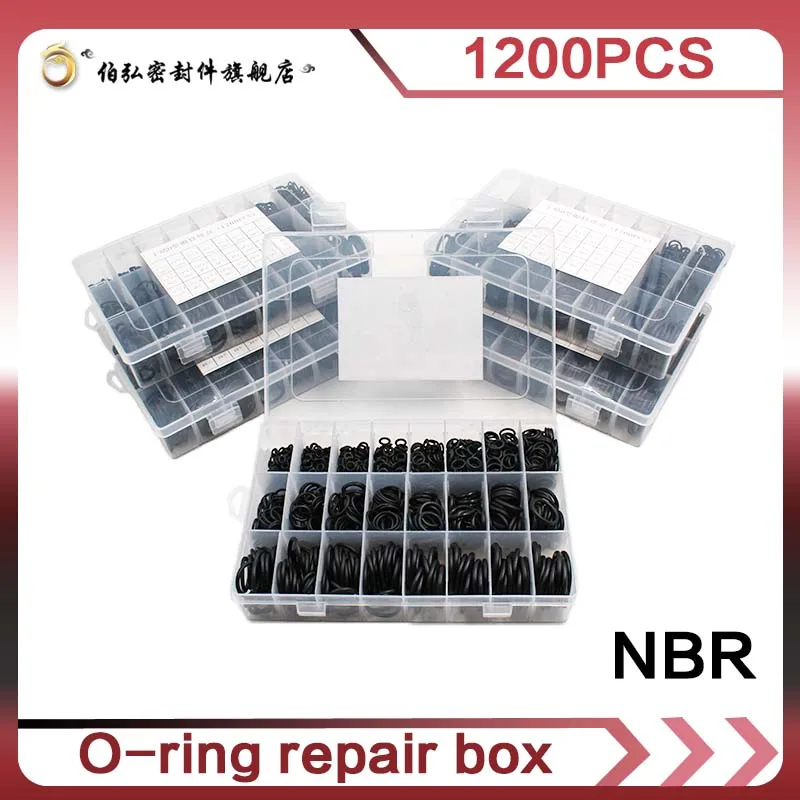 

NBR Seal Ring Kit Nitrile Rubber 1200pcs Thickness 1.5mm 2.4mm 3.1mm Nitrile Rubber NBR O-Ring Gasket Sealing oring waterproof