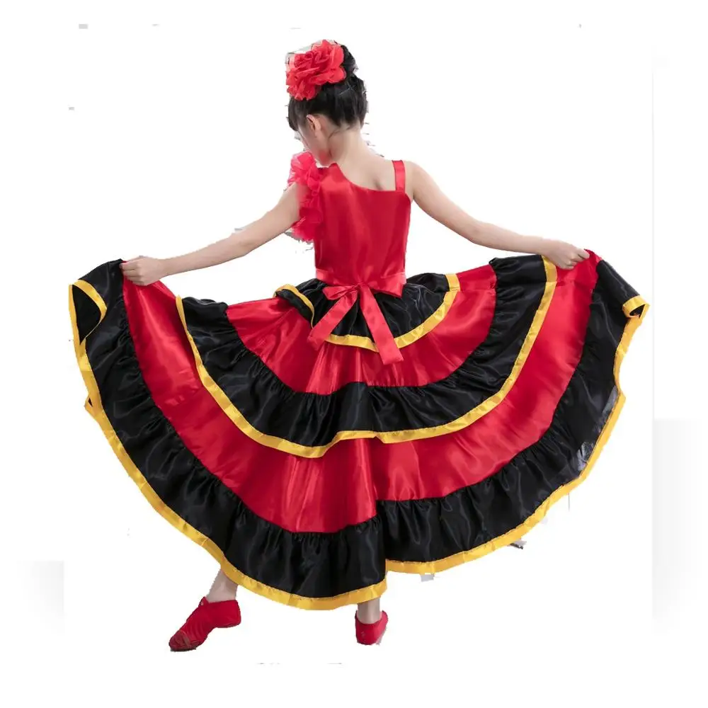 Kinderen Flamenco Jurk Meisjes Spaanse Dans Kostuums Vestido Flamenco Rok-540 Graden