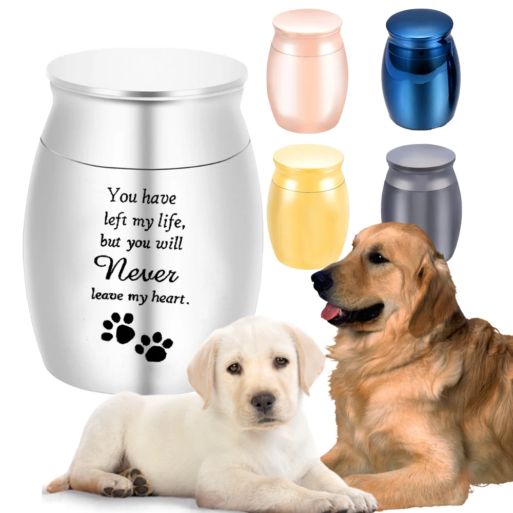 Mini cremation urns Pet Memorial Urn for Ashes keepsake aluminum alloy dog paw print ashes jar