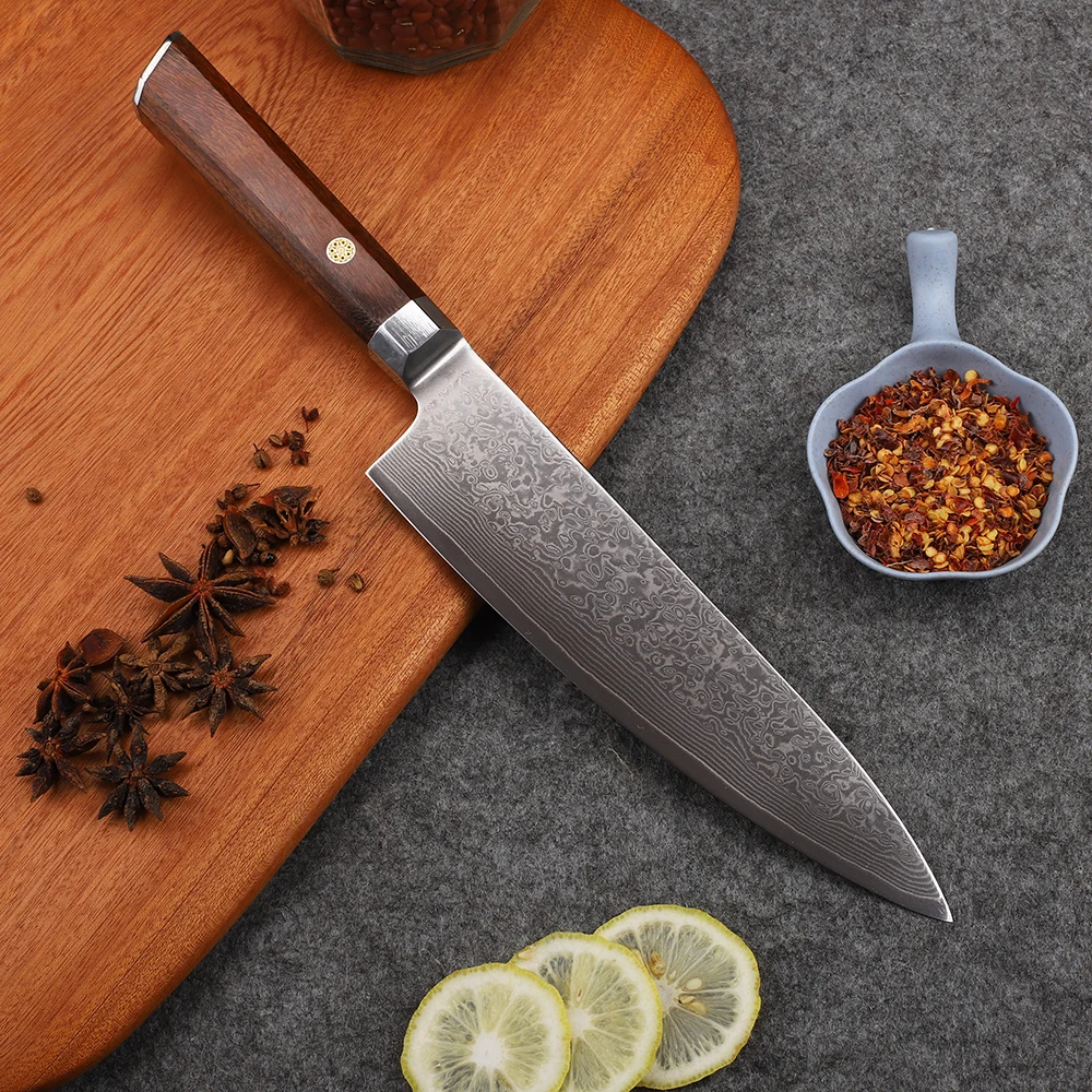 New 8-Inch VG10 Damascus Steel Chef Universal Peeling 67 Layers Dining Outdoor Camping Fruit EDC Tool Knife