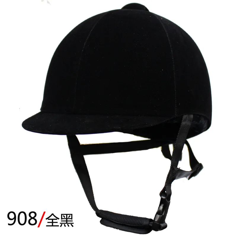 Equestrian Helmet Unisex Classic Velvet Horse Riding Helmet Horse Equipment Cycling Helmet Protection Cap 54-62cm Adjustable