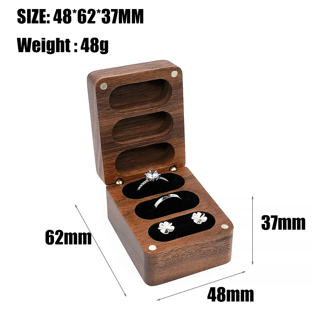 خاتم مخصص صندوق شخصية خاتم الزواج المنظم عرض حامل خشبي صندوق مخصص ريفي لتخزين الهدايا