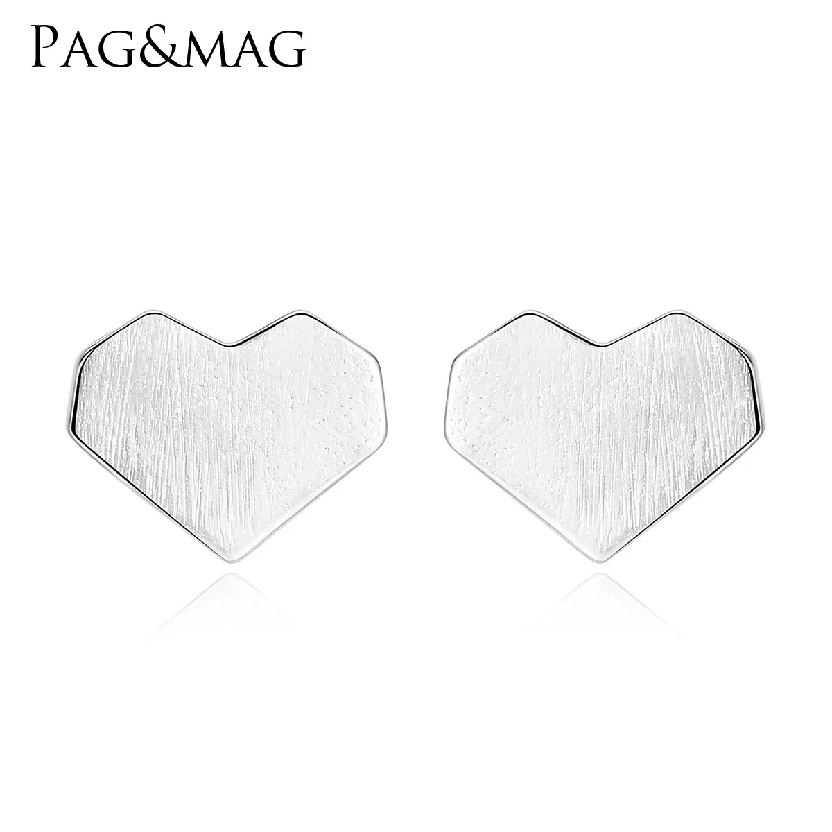 PAG & MAG S925 pure silver earrings Korean fresh heart earrings for women