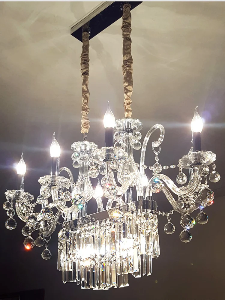 XL 100CM Rectangle Crystal chandeliers home lighting led lustres de cristal for dining room Parlor large LED chandelier for home