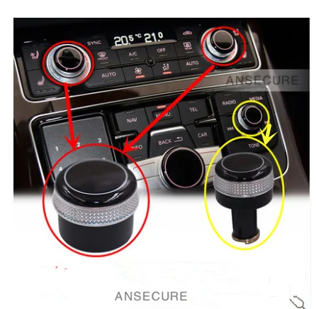 MMI Radio Volume Knob Rotary Button Switch & Menu Switch Setting Cover Cap For Audi A8 D4 2011-2017