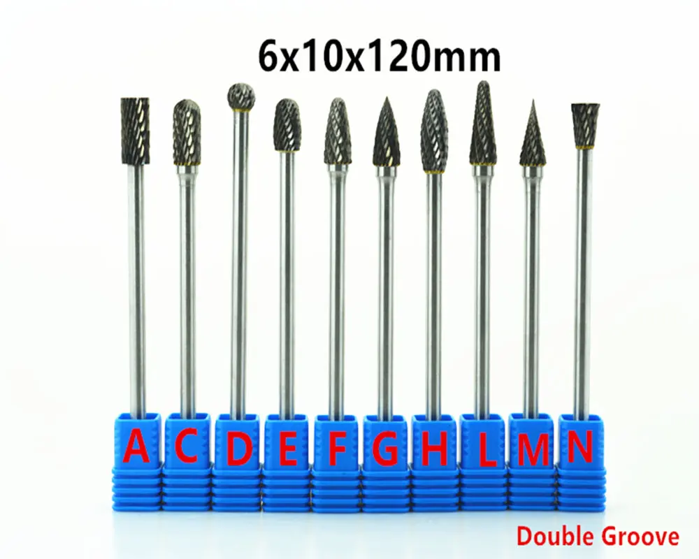 Jrealmer 1pcs 6x10x120mm Long Tungsten Carbide Burrs for dremel Grinding Steel Grinding Wood Grinding