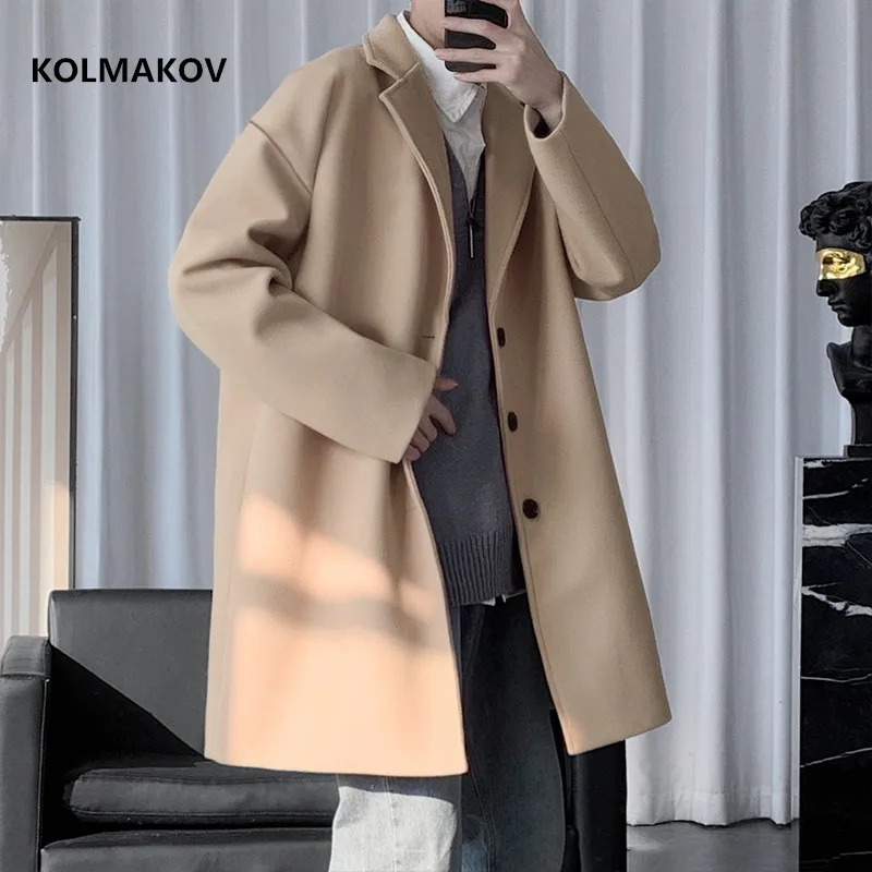 

KOLMAKOV 2021 new arrival winter coat men wool jackets men,men's smart casual high quality trench coat,size M-5XL FY039