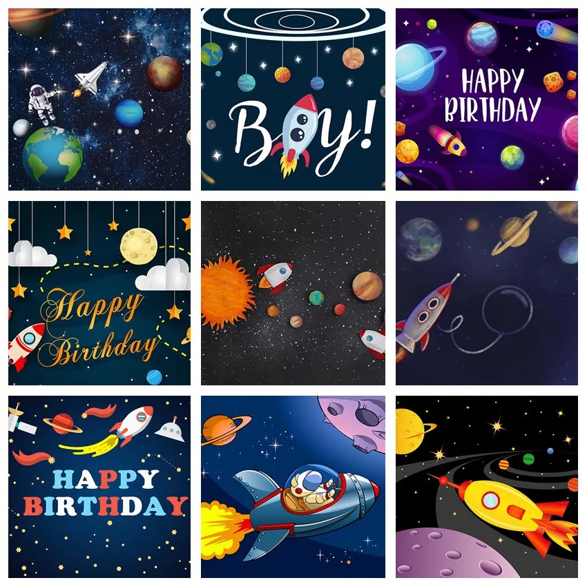 

Mehofond Photography Background Universe Space Earth Planet Astronaut Backdrop Baby Boy Birthday Party Vinyl for Photo Studio