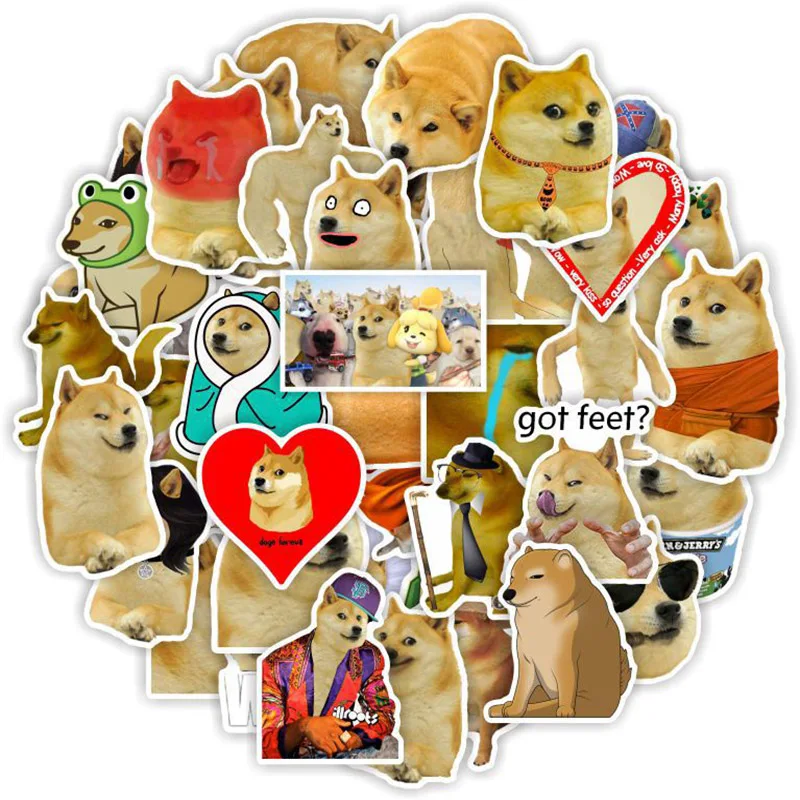 10/30/50pcs Funny Dog Meme Stickers for Laptop Skateboards Luggage Phone Children\'s Toy Waterproof Cute Kids Sticker Decal Packs