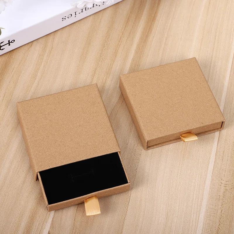 10Pcs New Arrive Thin Kraft Paper Drawer Jewelry Packaging Greeting Card Necklace Bracelet Gift Package Case Boxes Dropshipping