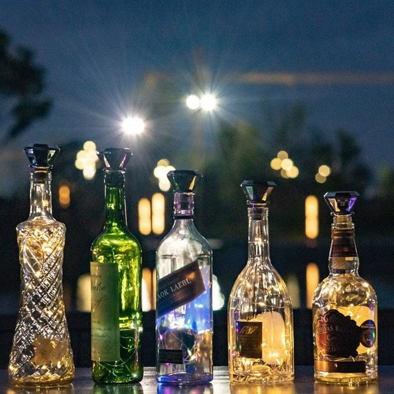 2M 20 LEDs Solar Wine Bottle Cork Lights LED Copper Wire Colorful Fairy Garland String Lights Xmas Wedding Party Art Decor Lamp