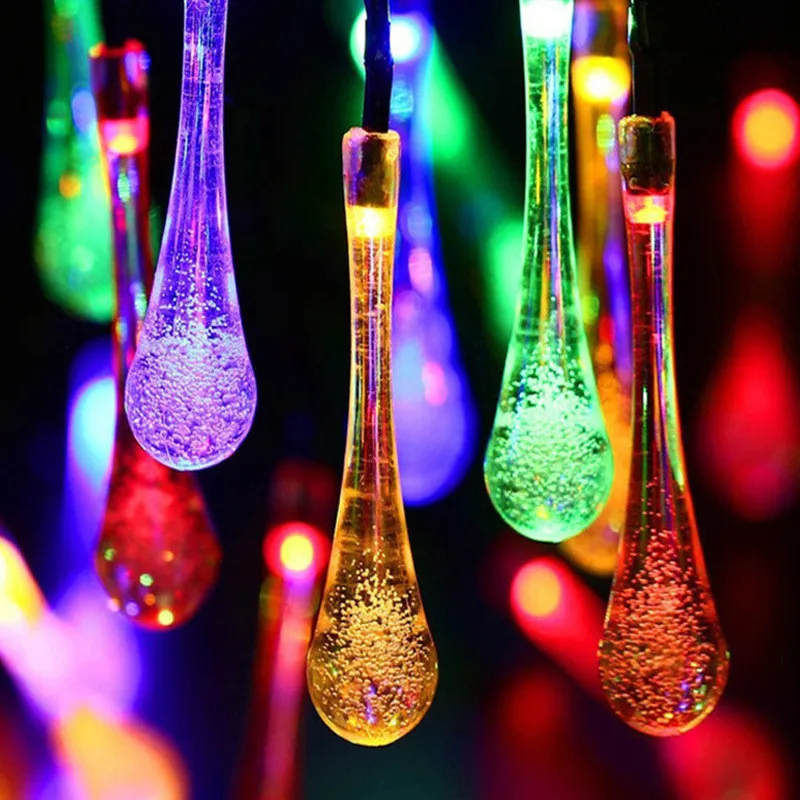 

Outdoor Christmas String light Water Drop Solar Fairy Waterproof Lights for Garden Patio Yard Home Parties Multi Color 30LED