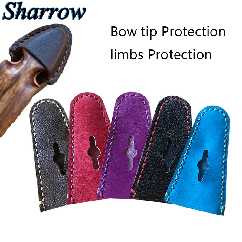 Archery Bow Limbs Tip Protection Cover Genuine Leather Case for Recurve Bow Longbow Takedown Bow shooting Hunting Accessories