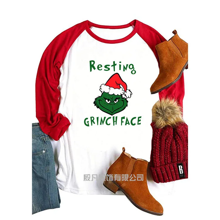 Holiday Harajuku T Shirt Korean Tshirt Plus Size  Women Clothes Christmas T-shirt Woman Long Sleeve Top Pullover