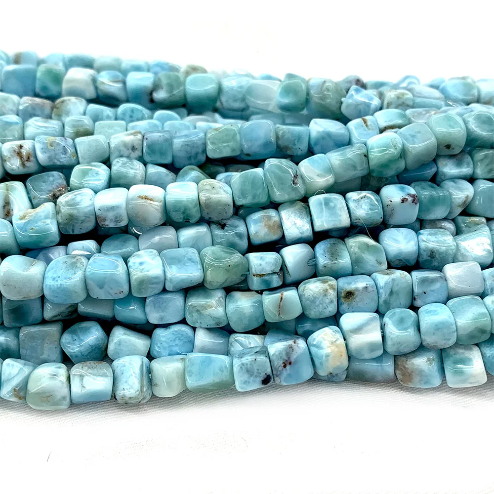 Veemake Blue Larimar Grand Nugget Free Form Fillet Irregular Pebble Cube Beads