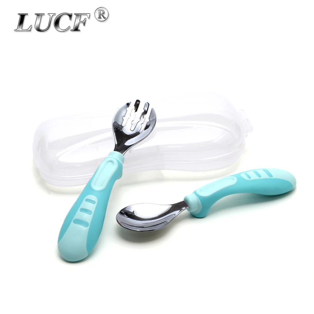 

LUCF Food class PP Children Portable Stainless Steel cutlery set baby cute dining Spoon fork Utensil set Kids' lovely dinnerware