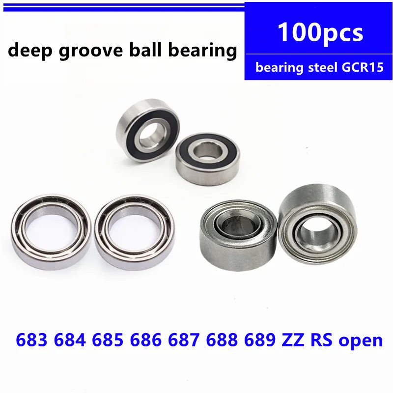 

50pcs 683 684 685 686 687 688 689 ZZ -2RS open miniature deep groove ball bearing 683zz 684zz 685zz 686zz 687zz 688zz 689zz