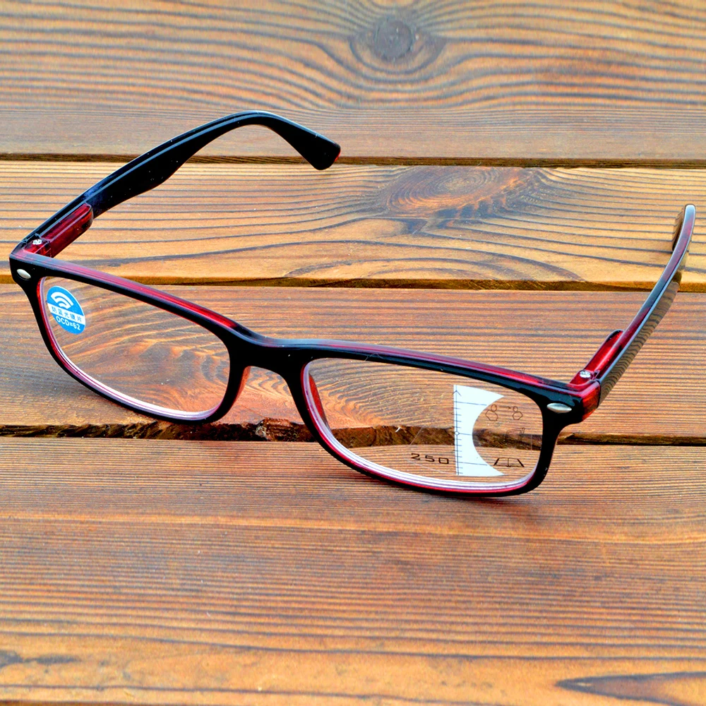 

Handcrafted Red Frame Full-rim Spectacles See Near N Far Progressive Multi-focus Reading Glasses +0.75 To +4