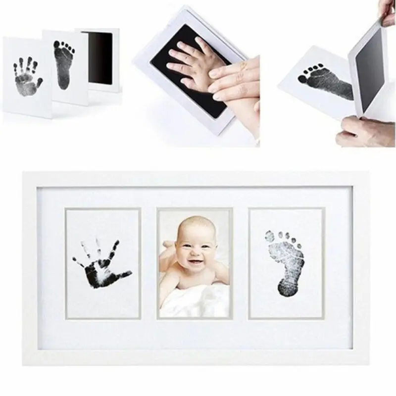 Hot Newborn Footprint HandprintBaby Souvenir Paw Print Pad Photo Frame Pad Inkless Wipe Baby Kit-Hand Foot Print Keepsake