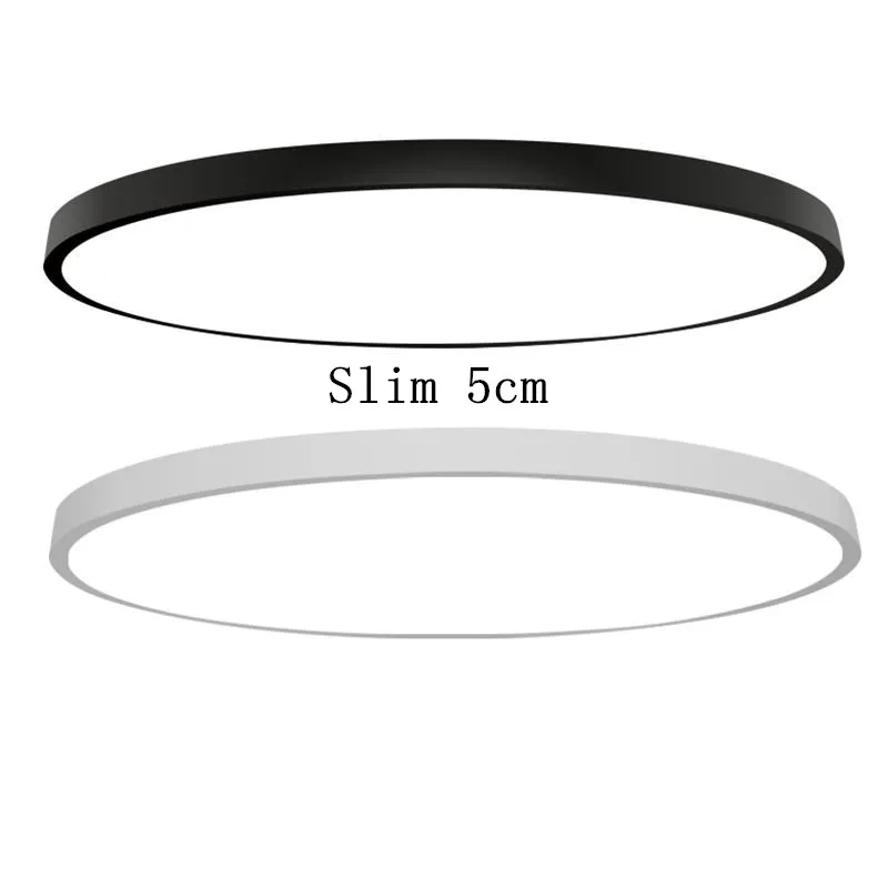 

High brightness modern led ceiling lights black/white 5cm ultra thin surface mounted round ceiling lamp fixtures avize luminaria